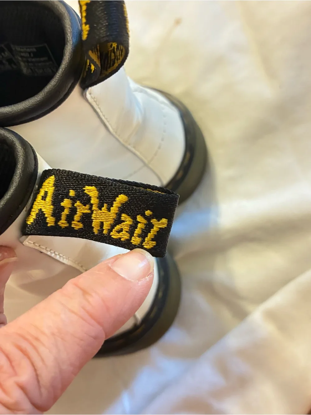 Dr. Martens White and Black Lace-Up Combat Boots for Kids